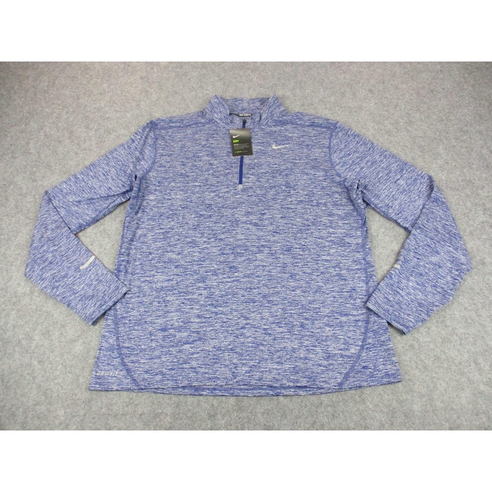 Nike Shirt Mens Extra Large Blue Reflective Mock Neck 1/4 Zip Running Athletic